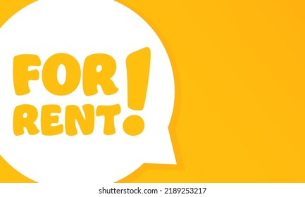 En alquiler. Burbuja de voz con texto de alquiler. 2.ª ilustración. Estilo plano. Icono de línea de vector para negocios y publicidad.
