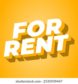 For rent. Text effect design for social media or online media. Square size