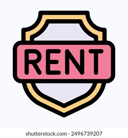 Rent Text With Shield Icon, Security, Protection  Icon, 