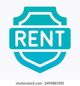 Rent Text With Shield Icon, Security, Protection Icon, Isolated Gradient Vector Icon.