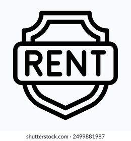 Rent Text With Shield Icon, Security, Protection Icon, Isolated Lineal Vector Icon.