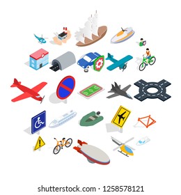 Rent transport icons set. Isometric set of 25 rent transport vector icons for web isolated on white background