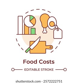 Rent and utilities multi color concept icon. Regular payments regulation. Restaurant operational costs. Round shape line illustration. Abstract idea. Graphic design. Easy to use in presentation