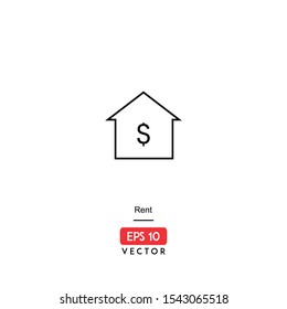 Rent vector icon, with line style illustration of business type, isolated on white background. EPS10 - Vector