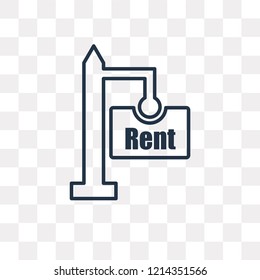 For rent vector outline icon isolated on transparent background, high quality linear For rent transparency concept can be used web and mobile