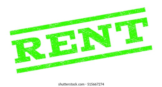 Rent watermark stamp. Text tag between parallel lines with grunge design style. Rubber seal stamp with dust texture. Vector light green color ink imprint on a white background.