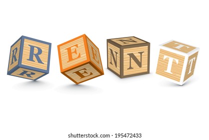 RENT written with alphabet blocks - vector illustration