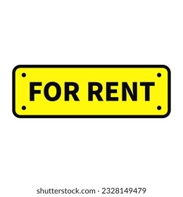 For Rent In Yellow Color Rectangle Shape With Black Line For Promotion Sale

