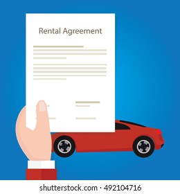 Rental agreement car hand holding document paper 