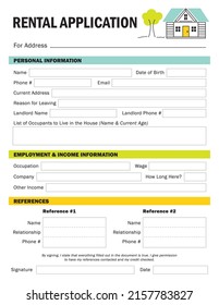 Rental Application Form for Tenants Renting a House