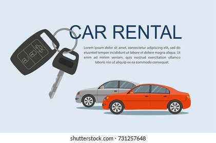 Rental car banner. Rental concept, vector illustration.