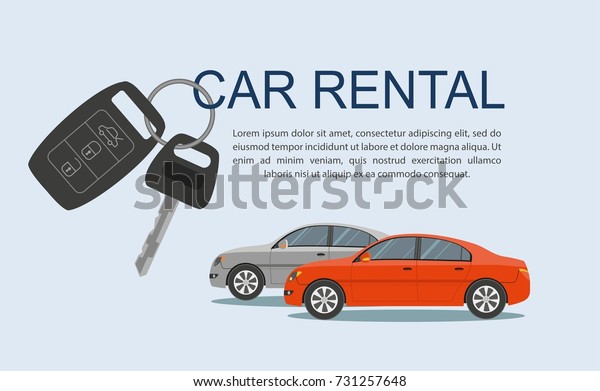 Rental\
car banner. Rental concept, vector\
illustration.