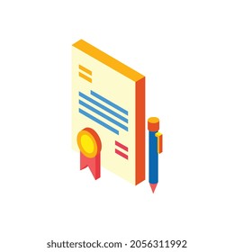 Rental Contract isometric icon for business website,apps, and many more