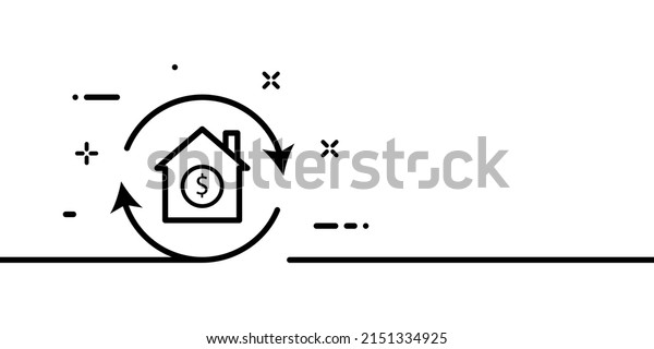 Rental fee line icon. Regular or monthly\
rent in dollars. Accommodation concept. One line style. Vector line\
icon for Business and\
Advertising.