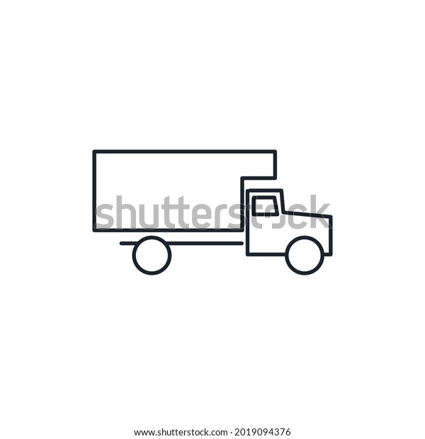 Rental\
flatbed truck thin line icon stock\
illustration.