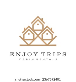 Rental house in a comfortable forest logo design vector
