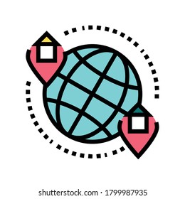 rental house world location color icon vector. rental house world location sign. isolated symbol illustration