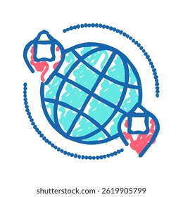 rental house world location doodle icon sketch vector. rental house world location sign. isolated symbol illustration