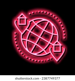 rental house world location neon light sign vector. rental house world location illustration