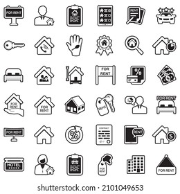 Rental Icons. Line With Fill Design. Vector Illustration.