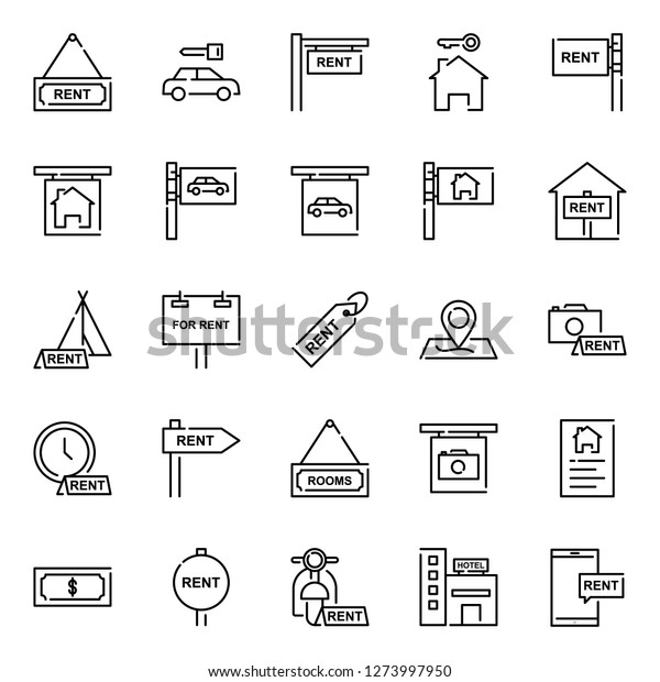 Rental icons pack. Isolated rental symbols\
collection. Graphic icons\
element