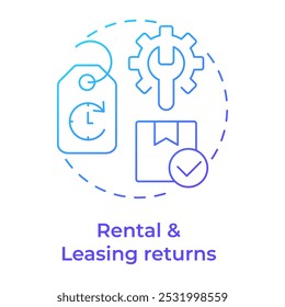 Rental and leasing returns blue gradient concept icon. Reverse logistics type. Product return. Limited time. Round shape line illustration. Abstract idea. Graphic design. Easy to use in article