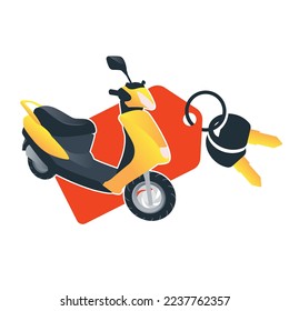 Rental of motor bikes on a white background. Suitable for banners, business cards and logos