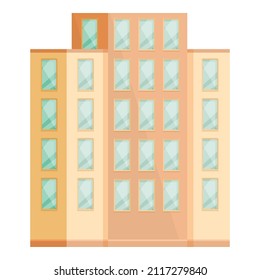 Vector de dibujos animados de iconos multihistoria de alquiler. Edificio apartamento. Casa de la ciudad