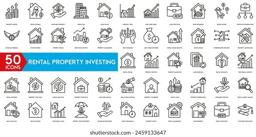 Rental Property Investing icon. Property Profits , Revenue , Investment, Rental Pro , Invest Estate , Property Yield and Rent Asset icon