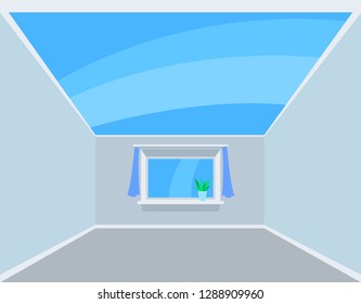Rental of property. living room. installation of stretch ceilings. unfurnished room. Studio apartment. glossy material.
