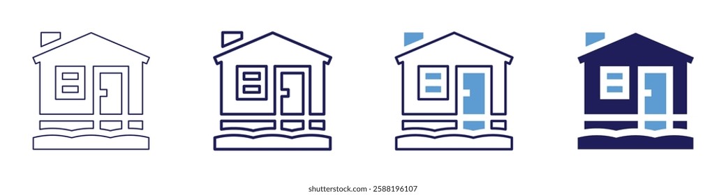 Rental property management icon in 4 different styles. Thin Line, Line, Bold Line, Duotone. Duotone style. Editable stroke.