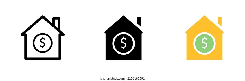 Rental of property set icon. Buying real estate, smart home, fence, pointer, registration, contract, interest, realtor. Vector icon in line, black and colorful style on white background