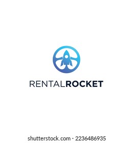 Rental rocket logo design .	