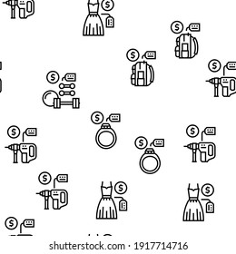 Rental Service Business Vector Seamless Pattern Thin Line Illustration