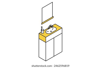 Rental Facilities：Independent wash stand, Isometric illustration, Vector Illustration