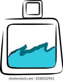 Rentangle art of Bottle with blue fill