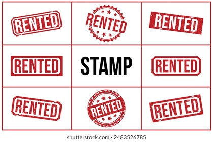 Rented rubber stamp on white background. Rented Stamp.