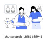 Renting accessories isolated cartoon vector illustrations. Professional shopping assistant choosing accessories and attire for woman, service sector, beauty industry vector cartoon.