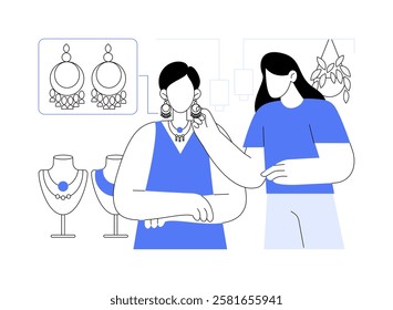 Renting accessories isolated cartoon vector illustrations. Professional shopping assistant choosing accessories and attire for woman, service sector, beauty industry vector cartoon.