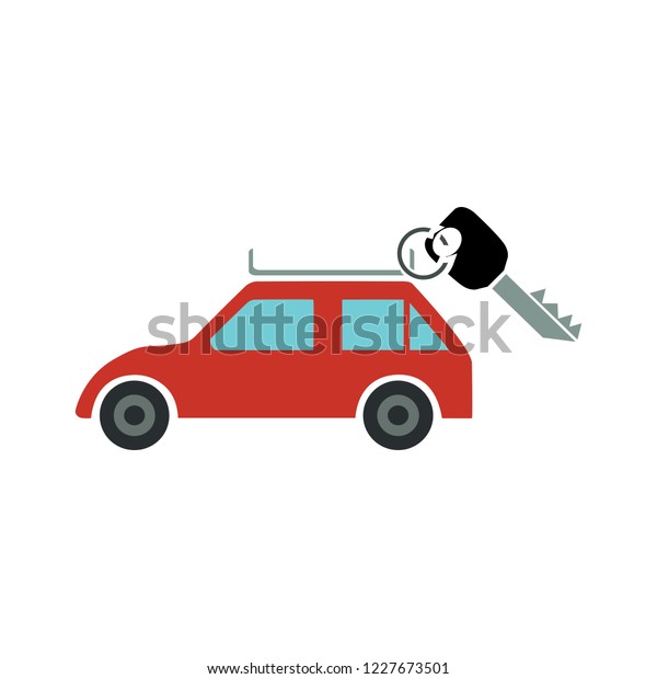 Renting a car. key with car. Modern flat style\
vector illustration - rent car\
icon