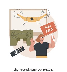 Renting electronic device abstract concept vector illustration. Renting electronics website, new device rent, terms of use and conditions, gadget rental, test equipment lease abstract metaphor.