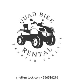 Renting Premium Quality Quad Bike Label Design Black And White Template With Text For Quadricycle Rental Business