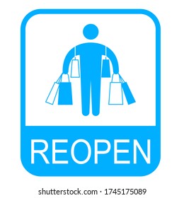 Reopen again after quarantine, vector illustration of small business owner. shopping ,welcome back,  we are open again, New normal lifestyle and behavior concept,After outbreak,After COVID-19,