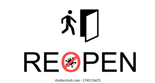 Reopen again after quarantine, vector illustration of small business owner. shopping ,welcome back,  we are open again, New normal lifestyle and behavior concept,After outbreak,After COVID-19,Sign.
