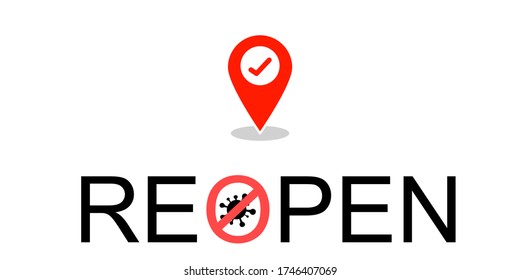 Reopen again after quarantine, vector illustration of small business owner. shopping ,welcome back,  we are open again, New normal lifestyle and behavior concept,After outbreak,After COVID-19,Sign.