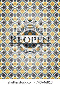 Reopen arabesque emblem background. arabic decoration.
