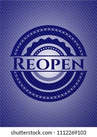  Reopen badge with denim texture
