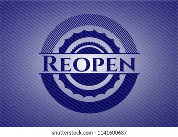 Reopen badge with denim texture