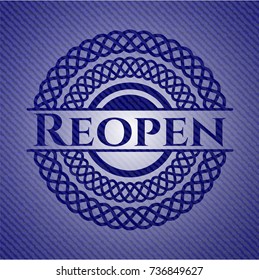 Reopen badge with denim texture
