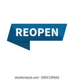 Reopen In Blue Rectangle Ribbon Shape For Promotion Information Announcement Business Marketing Social Media
